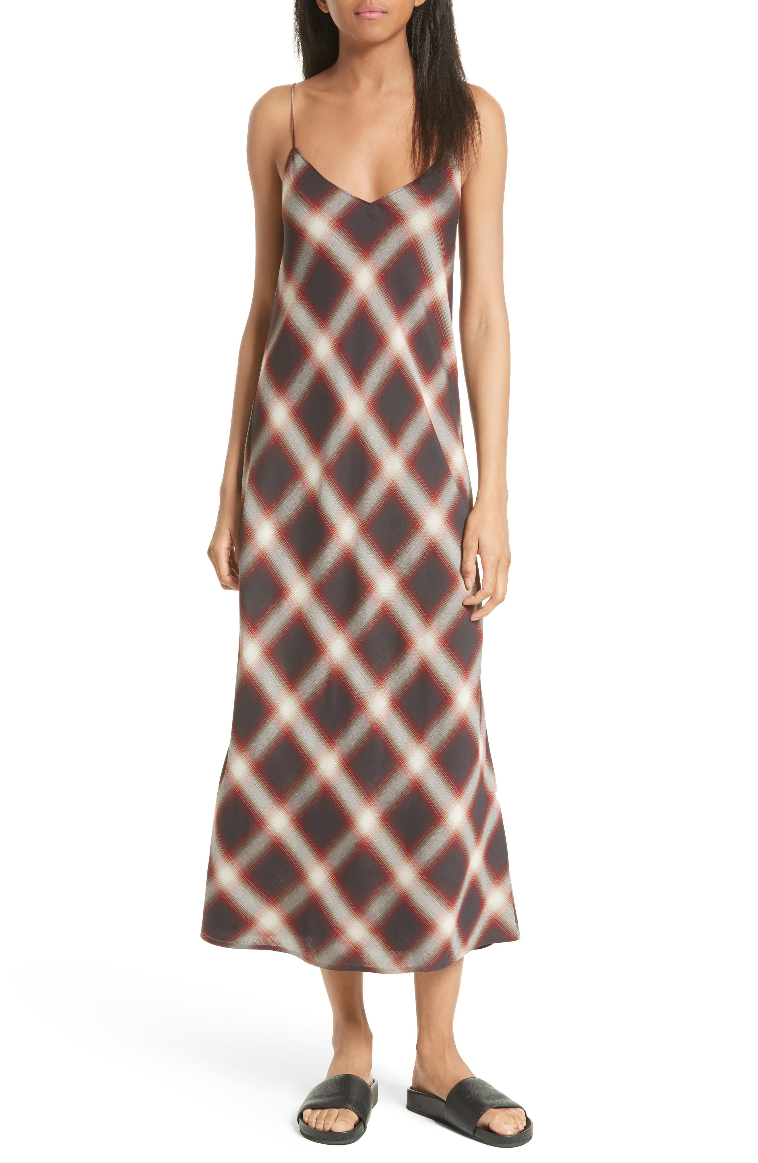 vince plaid slip dress