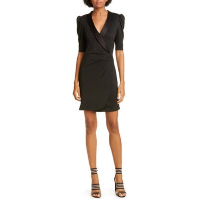 Alice + Olivia Remi Deep V-Neck Tuxedo Dress, Black