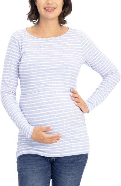 Angel Maternity Stripe Long Sleeve Maternity/Nursing Top Blue Stripes at Nordstrom,