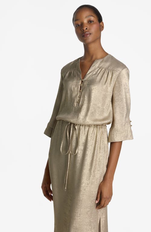 St John St. John Collection Metallic Tie Waist Gown In Champagne