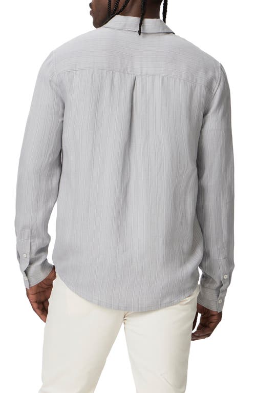 Paige Peters Stripe Linen Blend Button-up Shirt In Moonlit Grey