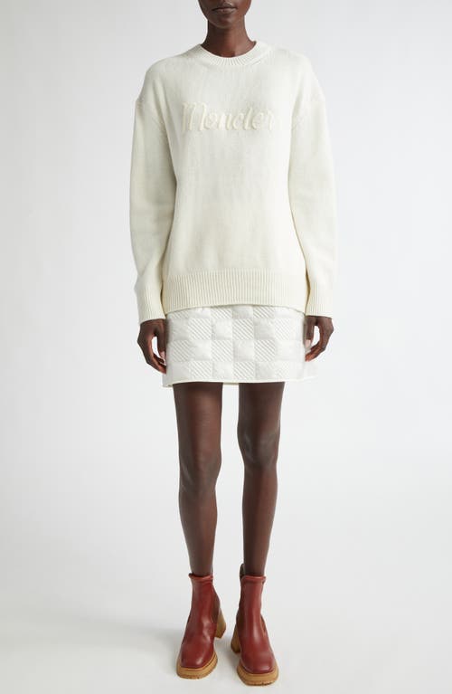 Shop Moncler Logo Embroidered Wool & Cashmere Sweater In Gardenia