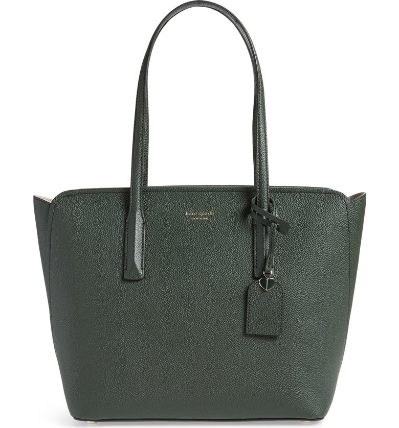 KATE SPADE NEW YORK medium margaux leather tote, Main, color, DEEP EVERGREEN