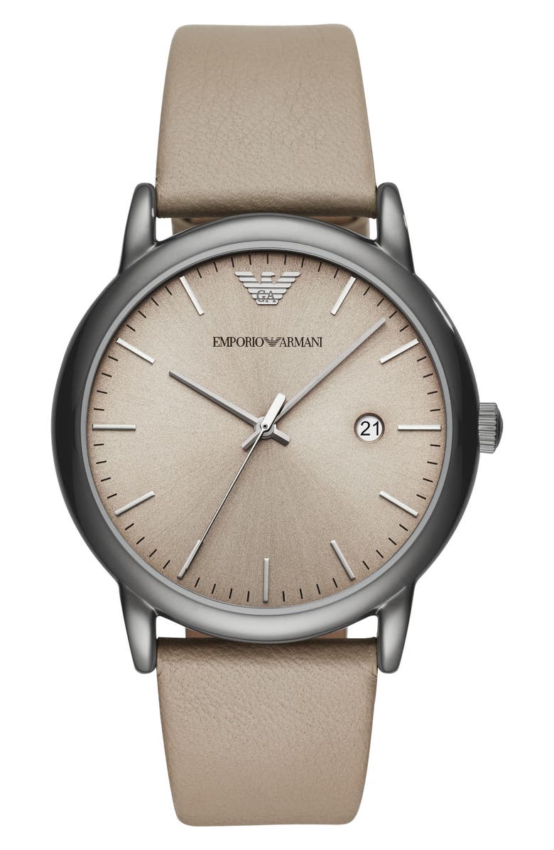 Emporio Armani Round Leather Strap Watch, 43mm Nordstrom Emporio Armani Round Leather Strap Watch, 43mm Nordstrom