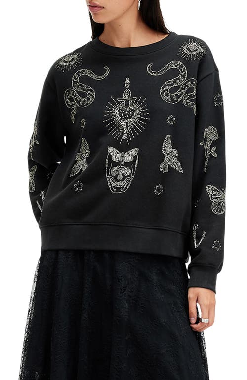 Shop Allsaints Pippa Beaded Hex Cotton Blend Sweater In Black