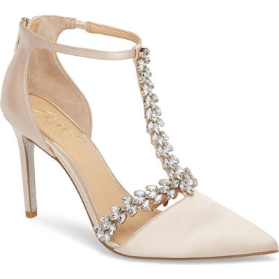 Jewel Badgley Mischka Meena Crystal Embellished T-Strap Pump
