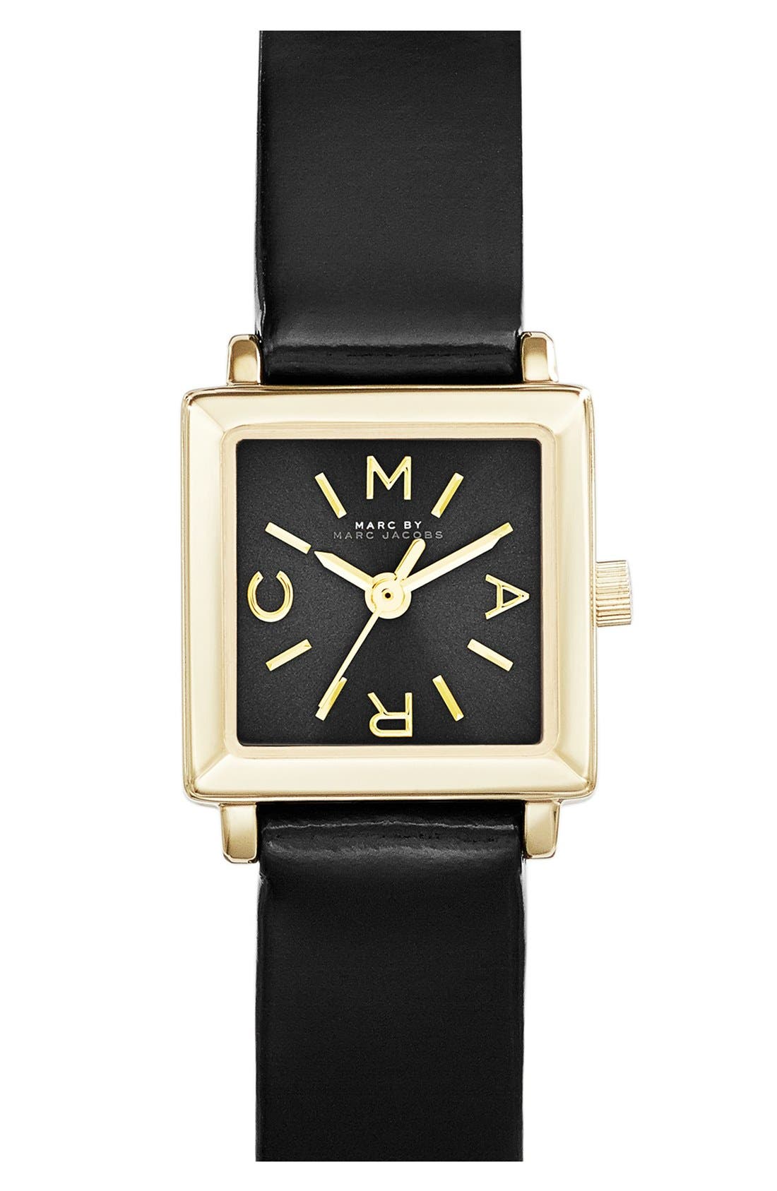 MARC BY MARC JACOBS 'Katherine' Square Dial Leather Strap Watch, 19mm