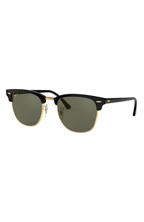 Ray Ban Ray-ban 49mm Polarized Browline Sunglasses In Black/crystal Green