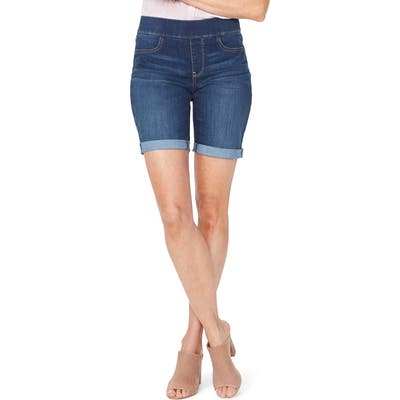 Nydj Roll Cuff Pull-On Denim Shorts, Blue