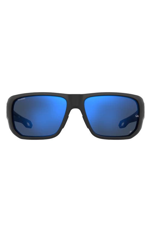 Under Armour Attack 2 63mm Wrap Sunglasses In Black/grey Blue Silver Polar