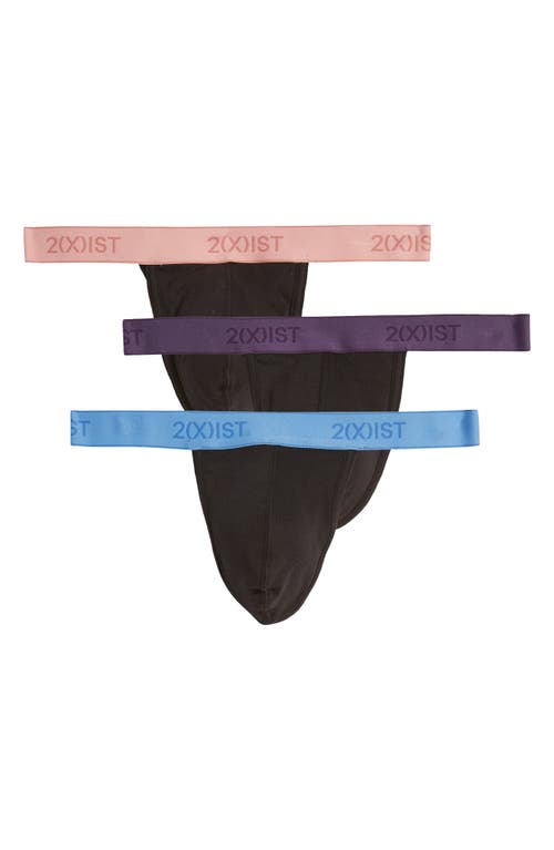 2(x)ist 3-Pack Cotton Thong in Black W Tattoo