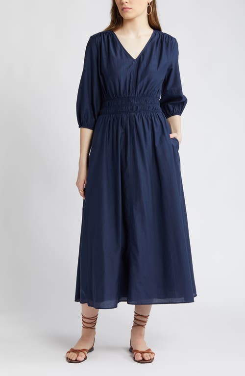 Nordstrom Smocked Waist Cotton & Silk Dress at Nordstrom,