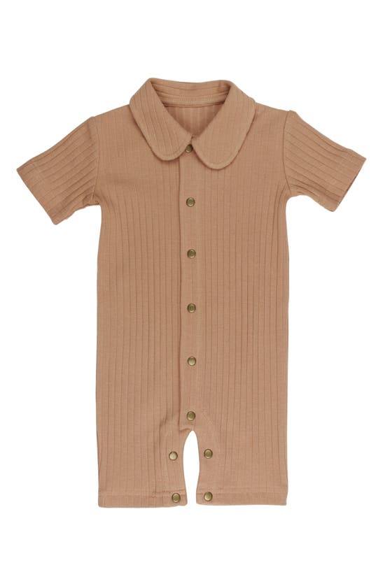L'ovedbaby Rib Organic Cotton Romper In Adobe