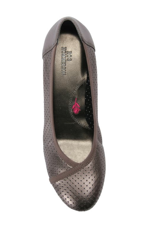 Ros Hommerson Evelyn Perforated Wedge Pump In Pewter Leather