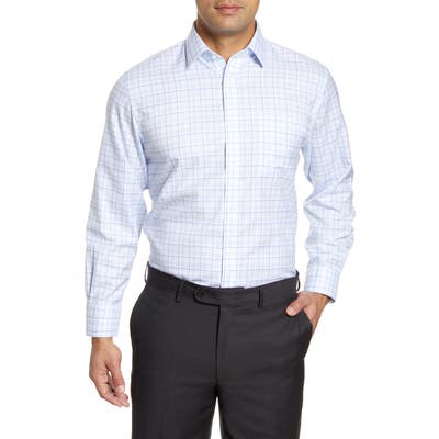 Nordstrom Shop Smartcare Traditional Fit Plaid Dress Shirt, Blue