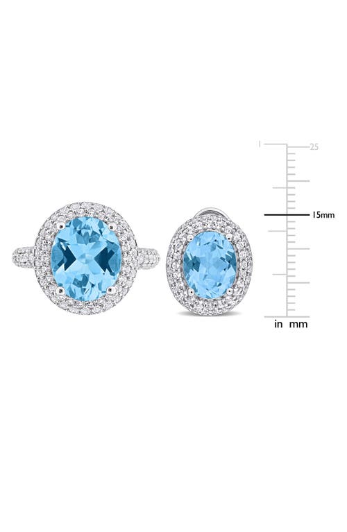Delmar Sky Blue Topaz & White Topaz Ring & Stud Earrings Set In Blue