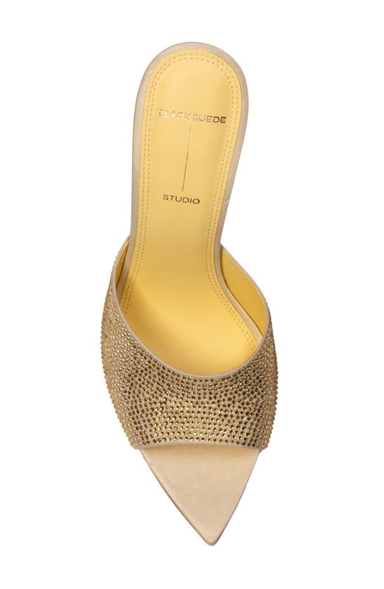 Black Suede Studio Bella Pointed Toe Slide Sandal In French Vanilla Satin