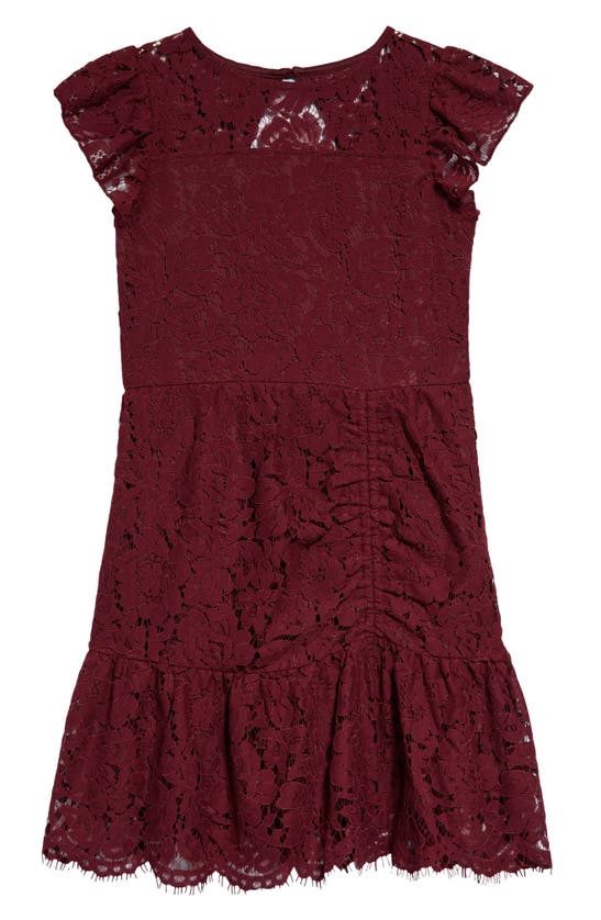Ava & Yelly Kids' Lace Party Dress In Burgandy