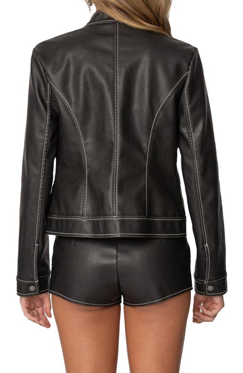 Shop Edikted Roxie Faux Leather Jacket In Dark-gray