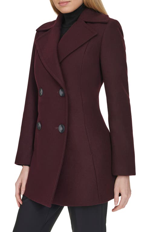 Shop Cole Haan Fine Wool Blend Twill Peacoat In Wine