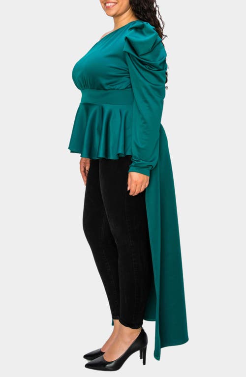 L I V D Nicolette One-shoulder Peplum Top In Emerald