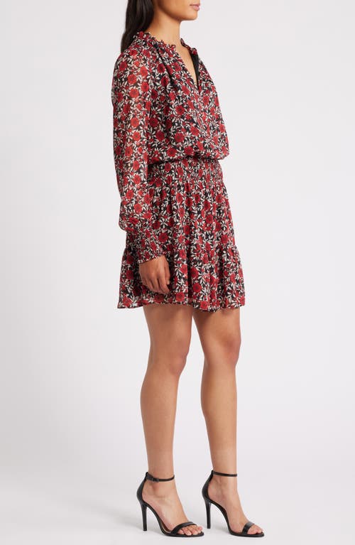 Shop Chelsea28 Floral Print Long Sleeve Chiffon Dress In Red Floral