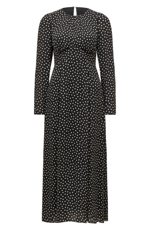 Shop Ever New Mietta Print Long Sleeve Midi Dress In Black Spot