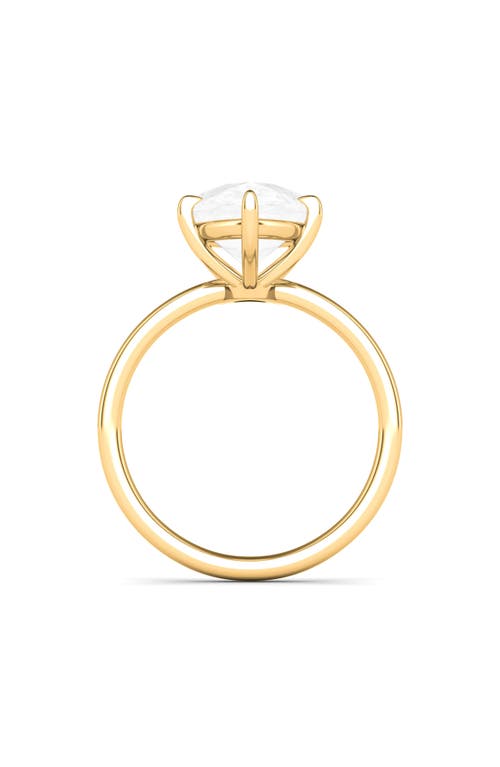 Hautecarat Pear Cut Lab Created Diamond Ring In 3.00 Ctw 18k Yellow Gold