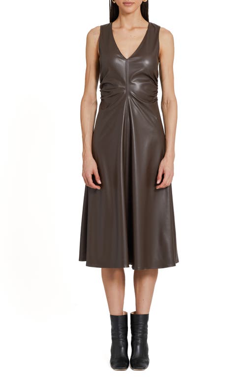 Sabal Faux Leather A-Line Dress in Cocoa