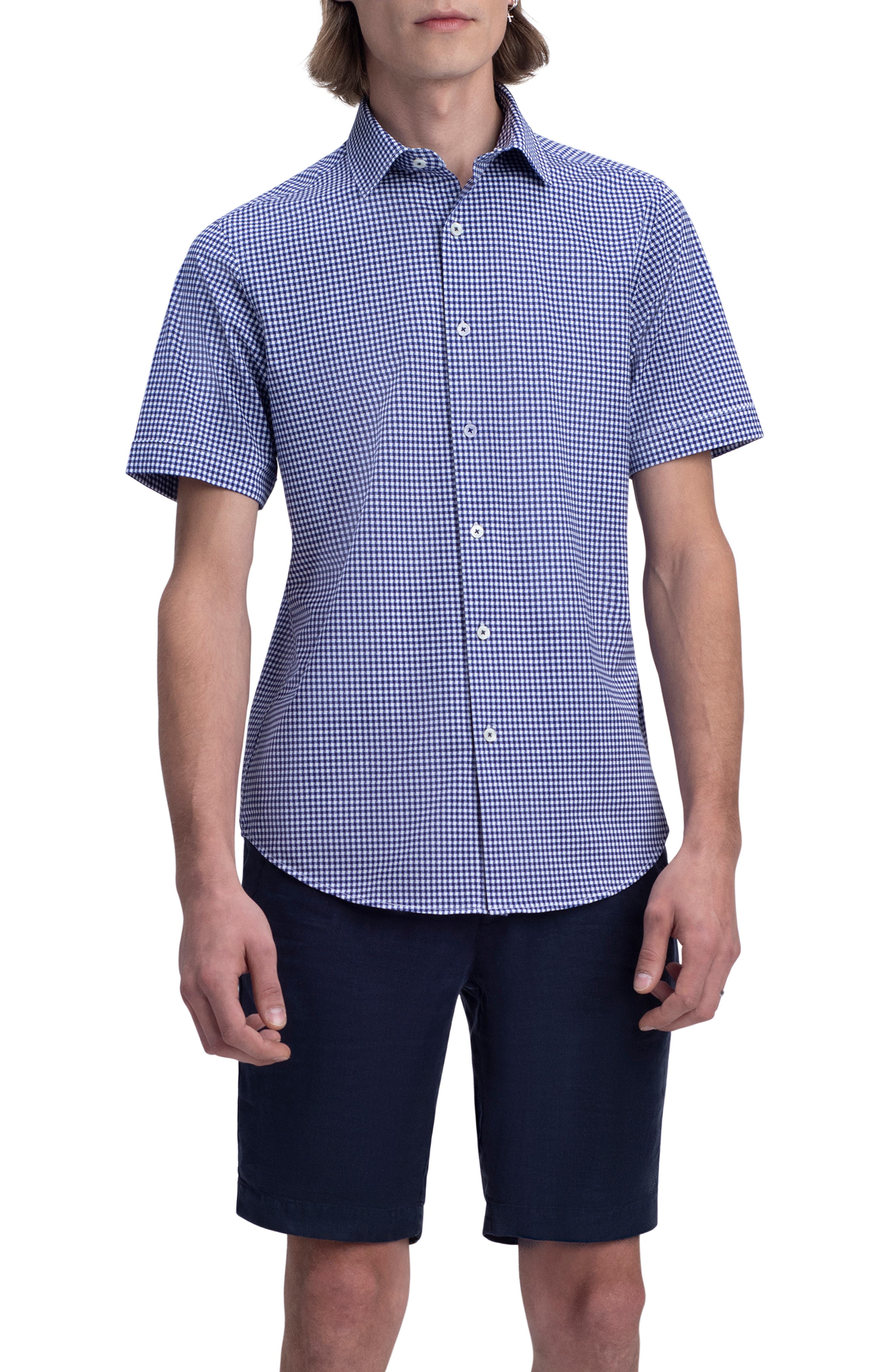 Bugatchi Tech Gingham Short Sleeve 