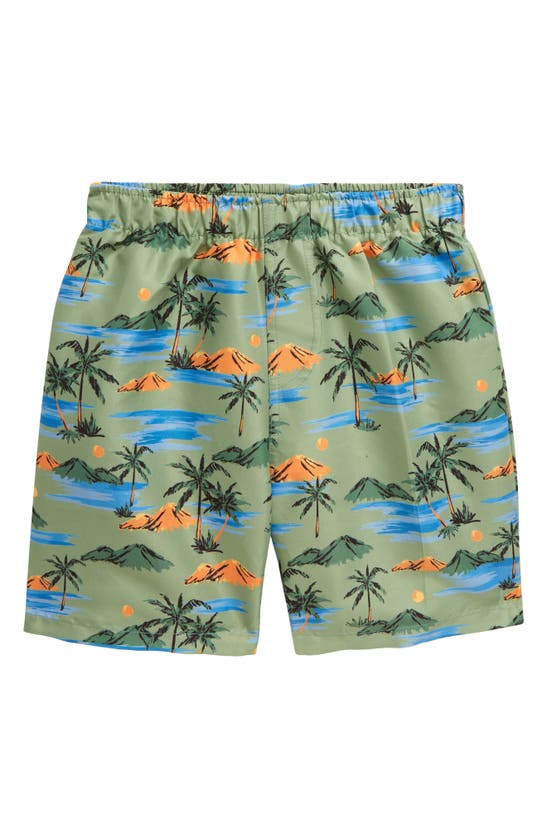 Shop Tiny Tribe Kids' Island Volley Swim Shorts In Forest Green