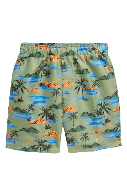 TINY TRIBE Kids' Island Volley Swim Shorts Forest Green at Nordstrom,
