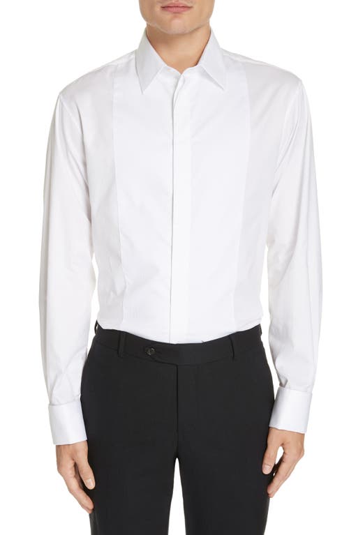 Emporio Armani Slim Fit Stretch Tuxedo Shirt Solid White at Nordstrom,