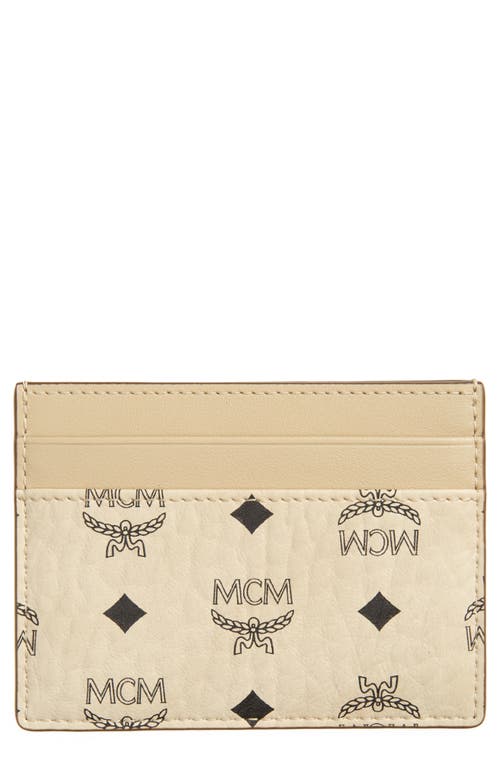 Mcm Aren Flap Trifold Mini Wallet In Oatmeal