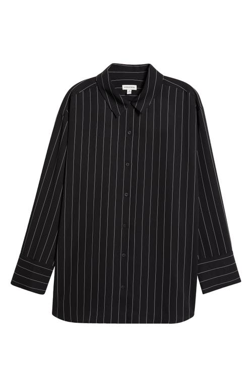 Shop Nordstrom Button-up Shirt In Black Penelope Pinstripe