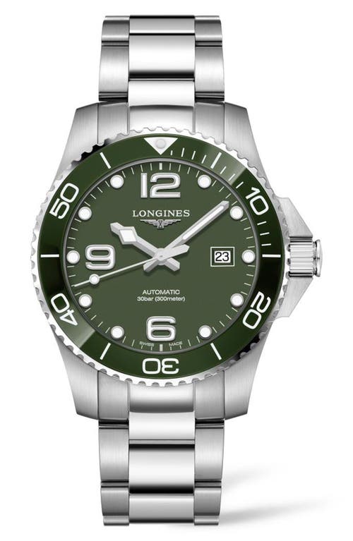 Shop Longines Hydroconquest Automatic Bracelet Watch, 43mm In Green/silver