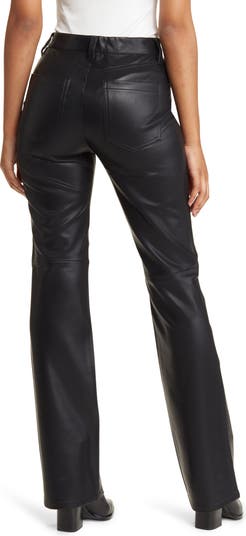 Faux Leather Boot-Cut Trousers by bonprix