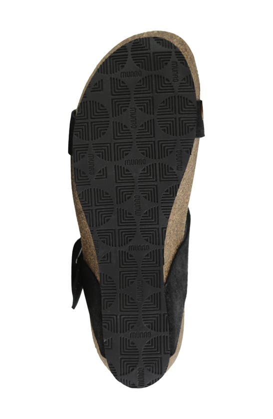 Munro Ronda T-strap Wedge Slide Sandal In Nero Metallic