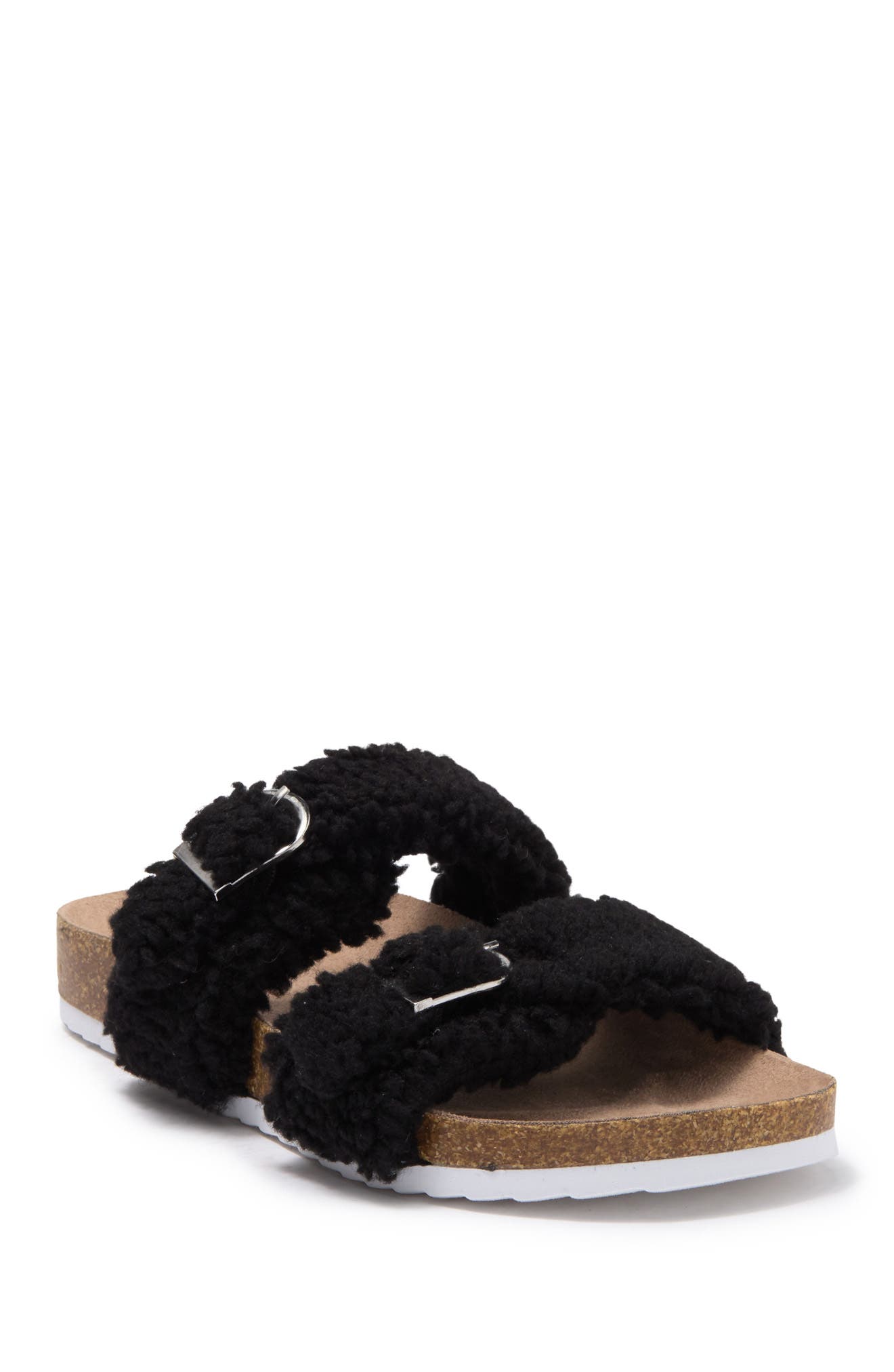 Indigo Rd Sally Faux Fur Footbed Sandal In Black Sy