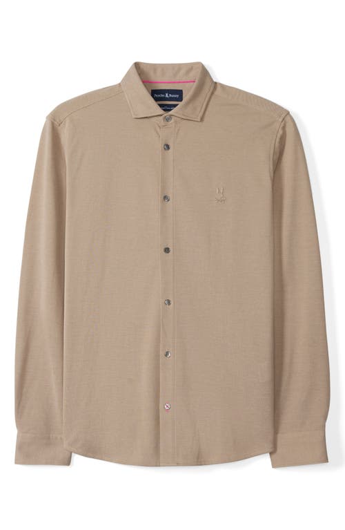 Shop Psycho Bunny Austin Piqué Knit Button-up Shirt In Stone