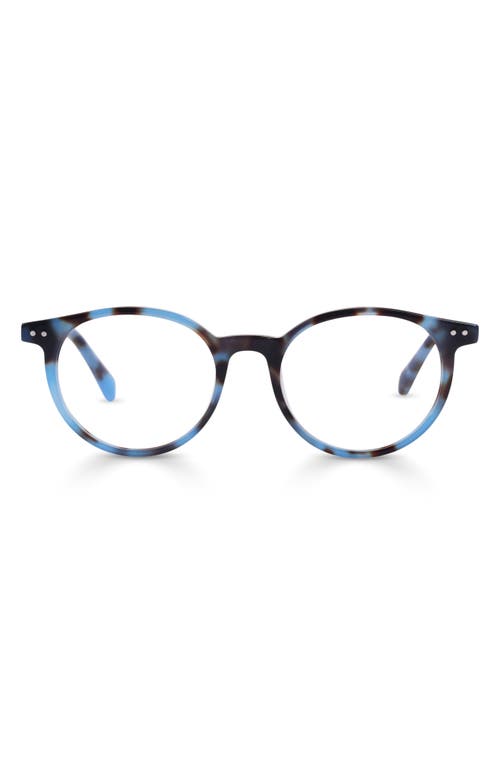 eyebobs Case Closed 49mm Round Reading Glasses in Blue Tortoise 