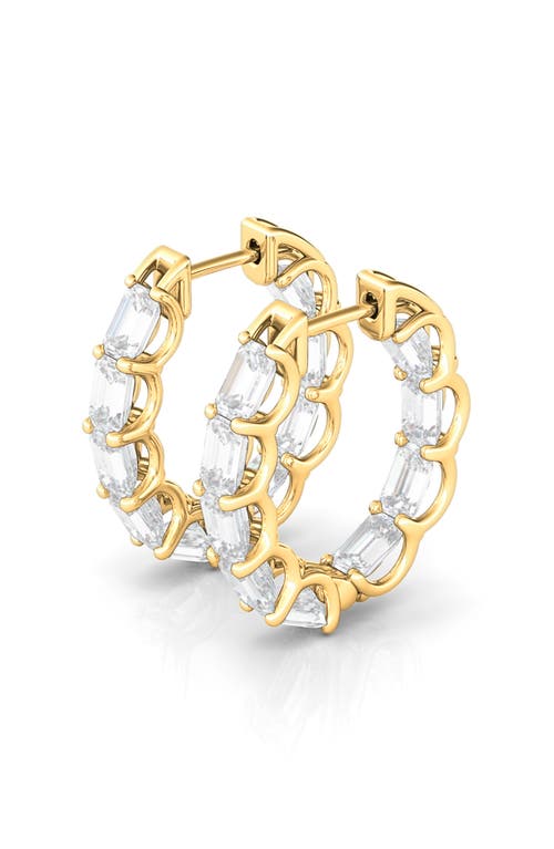 Emerald Cut Lab Created Diamond Inside Out Hoop Earrings in Yellow Gold