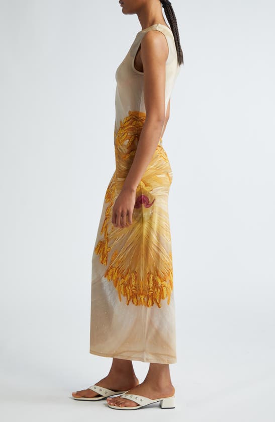 Shop Paloma Wool Fortunata Flower Print Semisheer Sleeveless Dress In Ecru