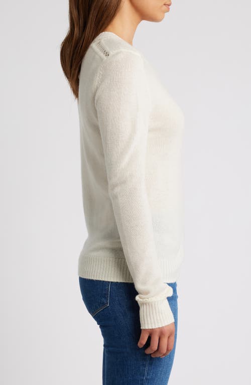 Shop Griffen Open Stitch Trim Wool & Cashmere Sweater In Ivory