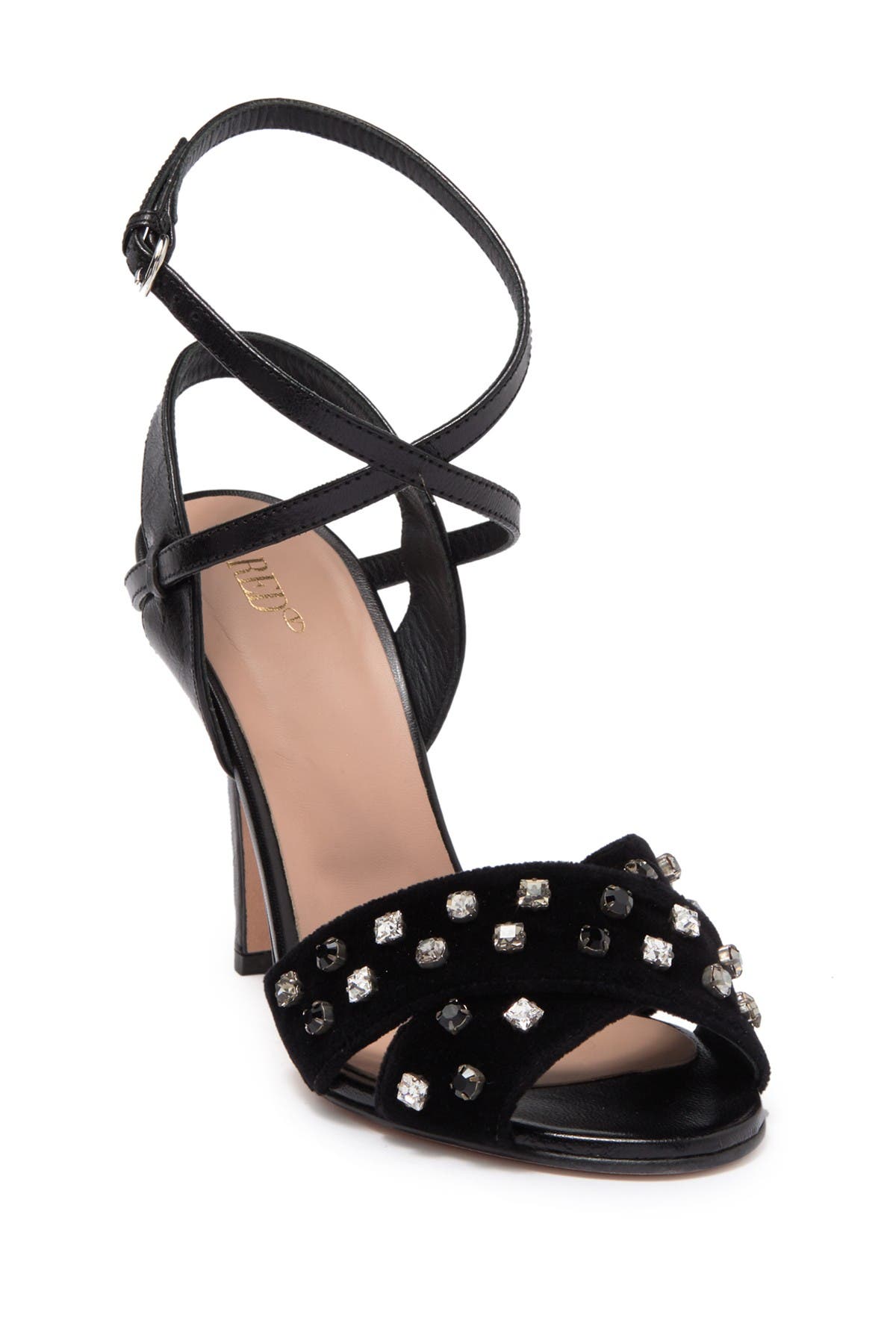 Red Valentino Embellished Leather Stiletto Sandal In Nero