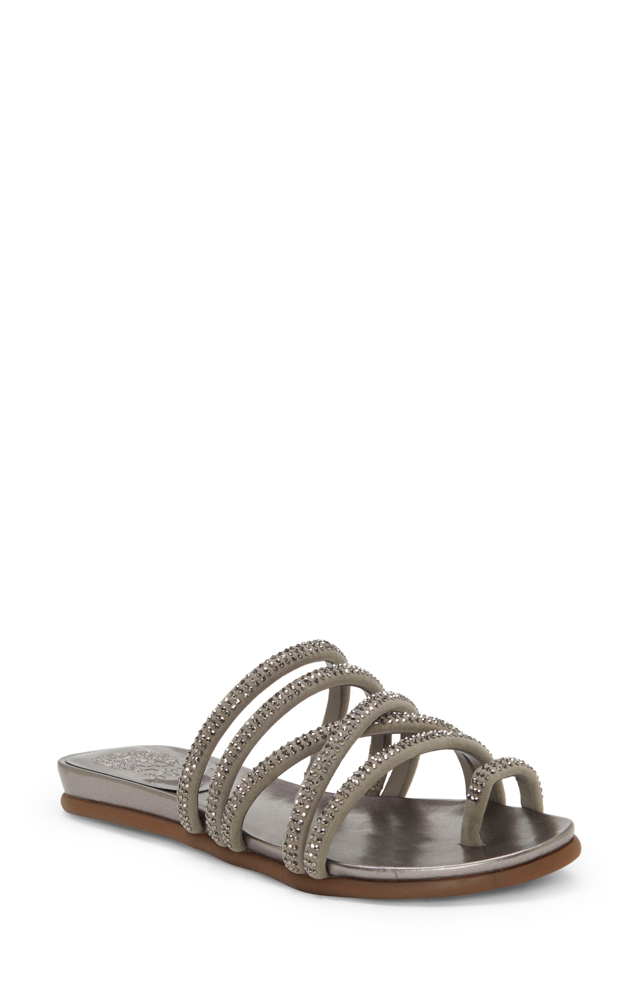 Vince Camuto Ezzina Crystal Embellished Slide Sandal, Grey