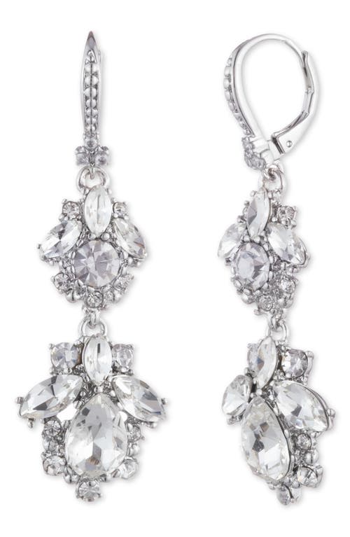 Marchesa Crystal Cluster Double Drop Earrings In White