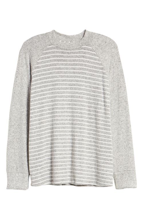 Loveappella Raglan Sleeve Knit Top In Ivory/h Gray