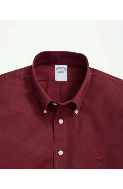 Shop Brooks Brothers Solid Red Non-iron Stretch Cotton Button-down Shirt