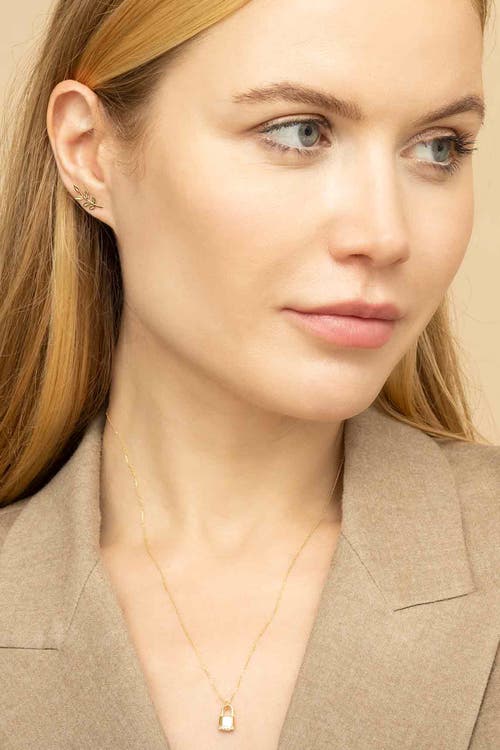 Oradina Women's 14k Yellow Solid Gold Peace And Love Studs In Yellow Gold